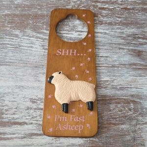 Vintage 1987 Figi Graphics Adoorables Sheep Wooden Door Hanger Sign Cottagecore
